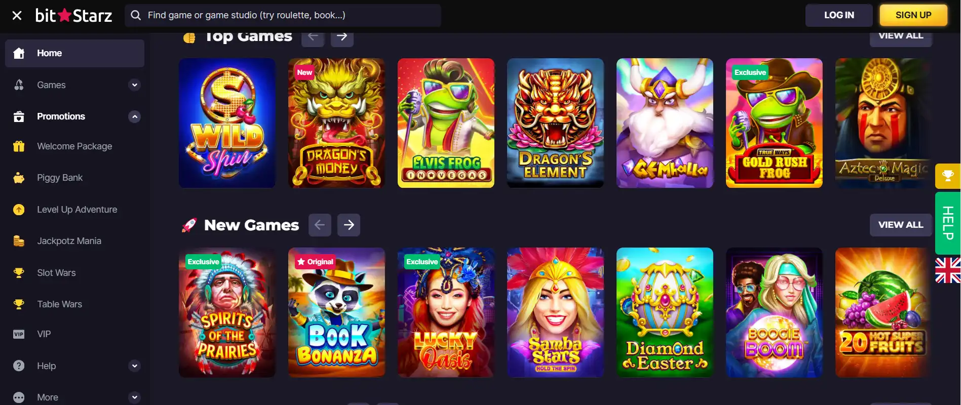 Bitstarz casino menus