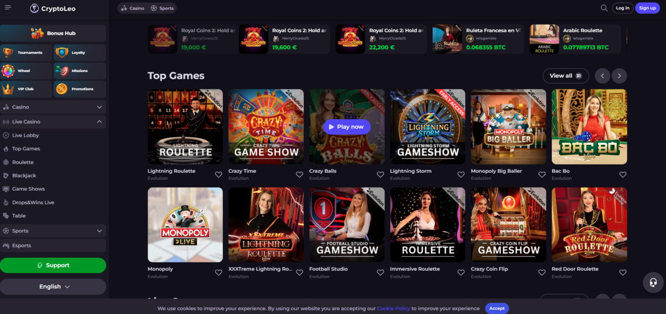 cryptoleo live casino